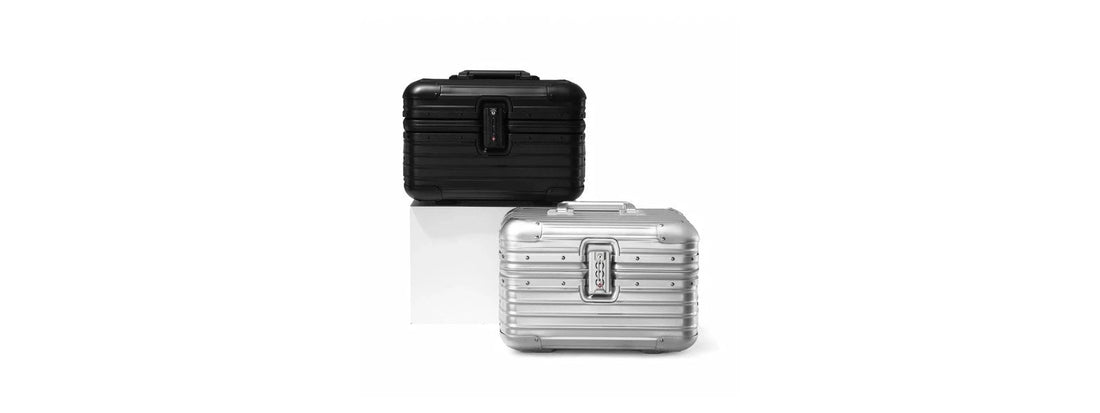 LYVOI aluminum suitcase in airport terminal for calpak vs aluminum luggage comparison